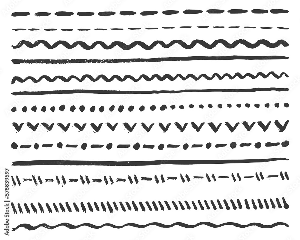 Decorative ink dividers. Hand drawn marker sketch Decorative ink dividers. Hand drawn marker sketch