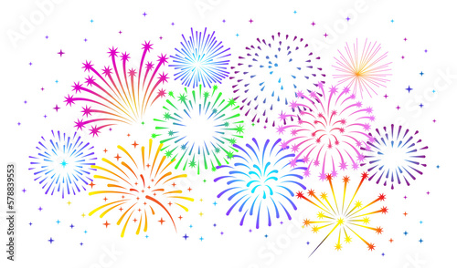 Colorful fireworks. Festival sky light. Holiday party sparks