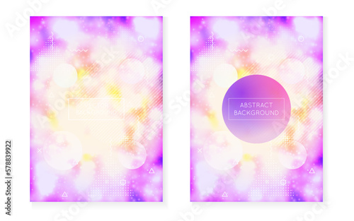 Liquid Fluid. Summer Dots. Light Concept. Blue Round Background. Holographic Design. Shiny Futuristic Elements. Science Flyer. Minimal Presentation. Purple Liquid Fluid © Holo Art