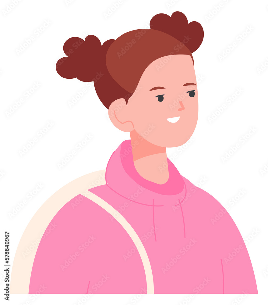 School kid avatar. Pretty smiling girl portrait School kid avatar. Pretty smiling girl portrait