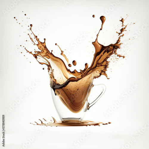 cup of coffee with splash fluid, generative ai