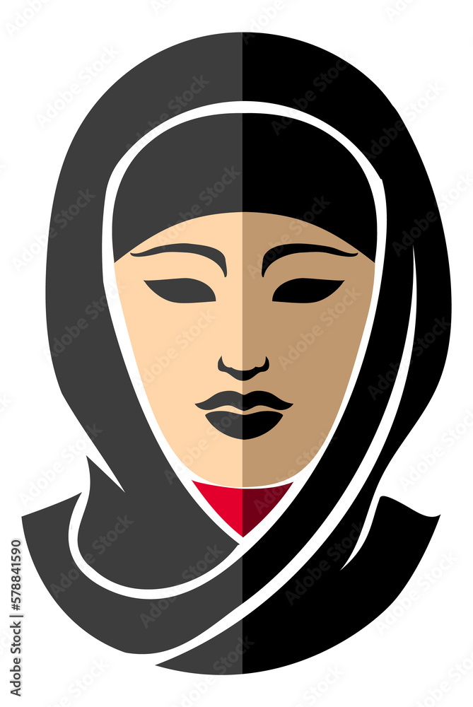 Arabian woman flat icon. Islamic female person portrait Arabian woman flat icon. Islamic female person portrait