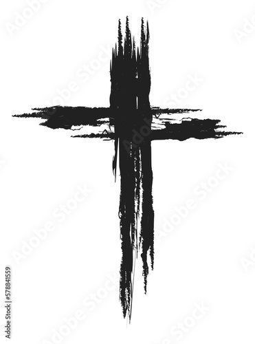 Grunge cross in brush stroke style. Artistic cover