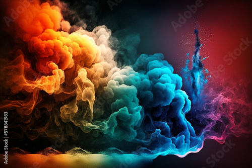 Ethereal and Dynamic Smoke Background: A Burst of Colorful Hues