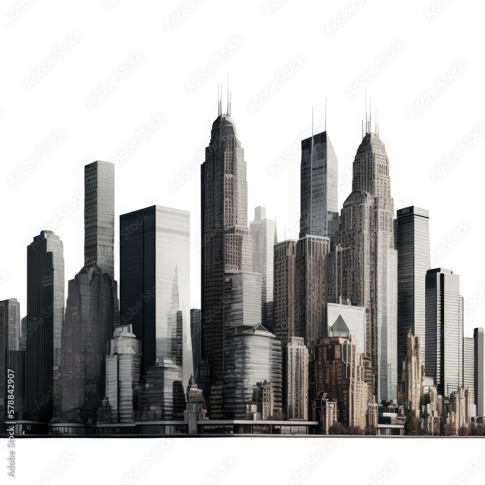 New York City skyline with skyscrapers. 3D rendering.