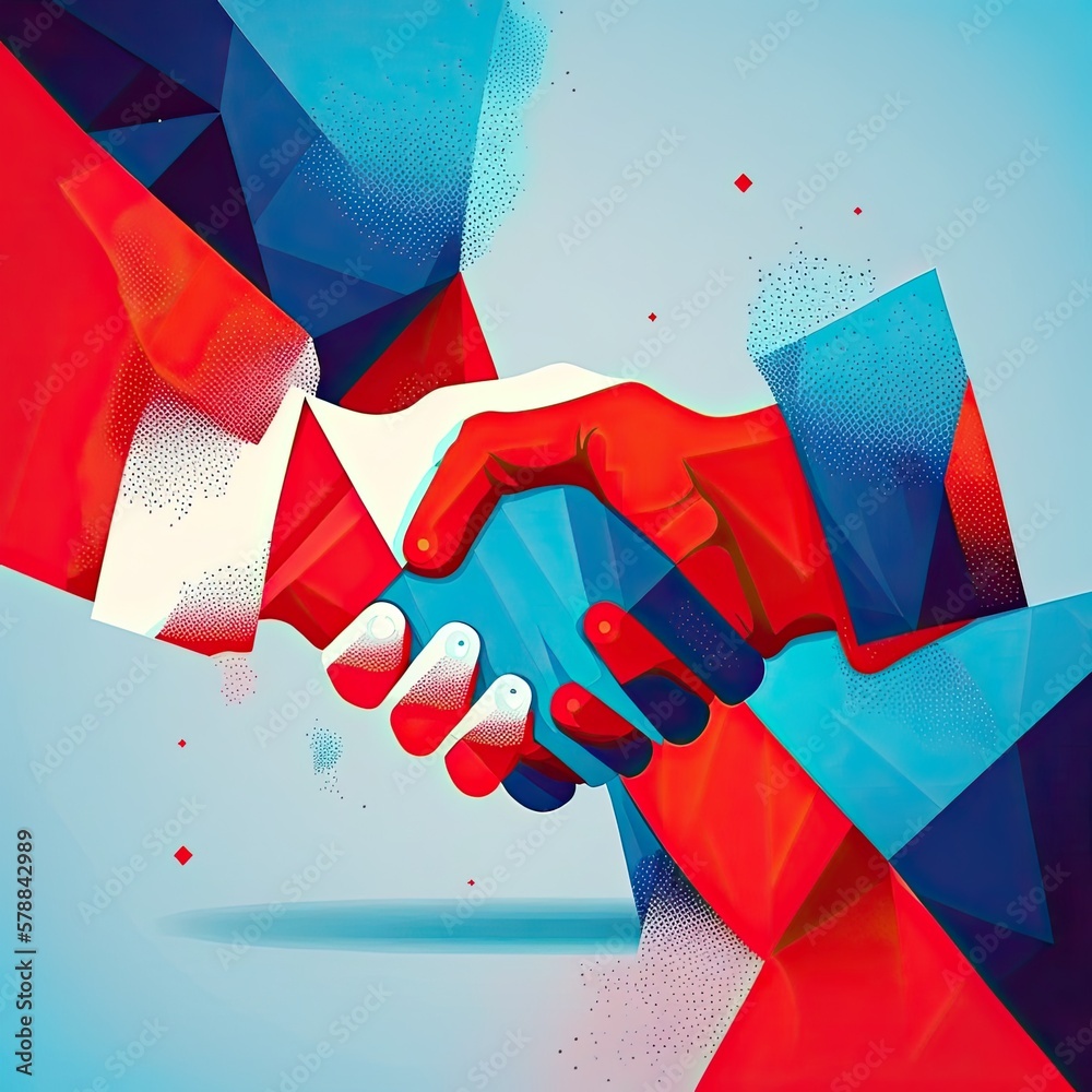 Naklejka premium Handshake of business partners Generative AI