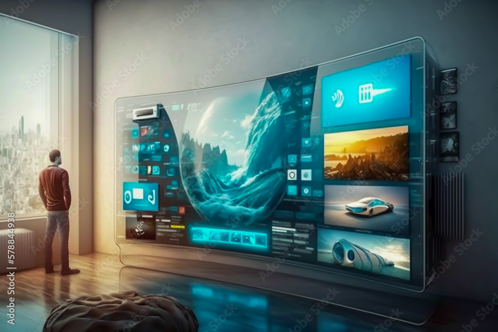 Smart tv management system usign augmented reality, future smart tv  concept, illustration, generative ai Stock Illustration | Adobe Stock
