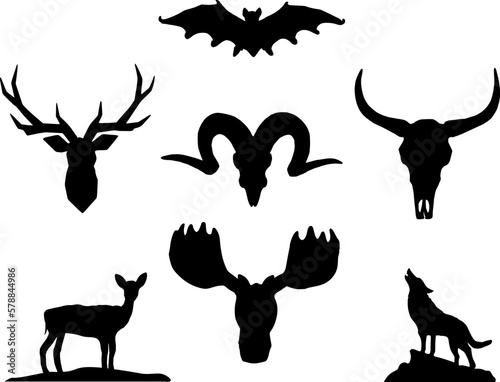 Set Sihouetten von Tieren - Wildtiere, Waldtiere