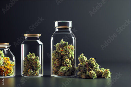 Jars of medical marijuana Generative ai