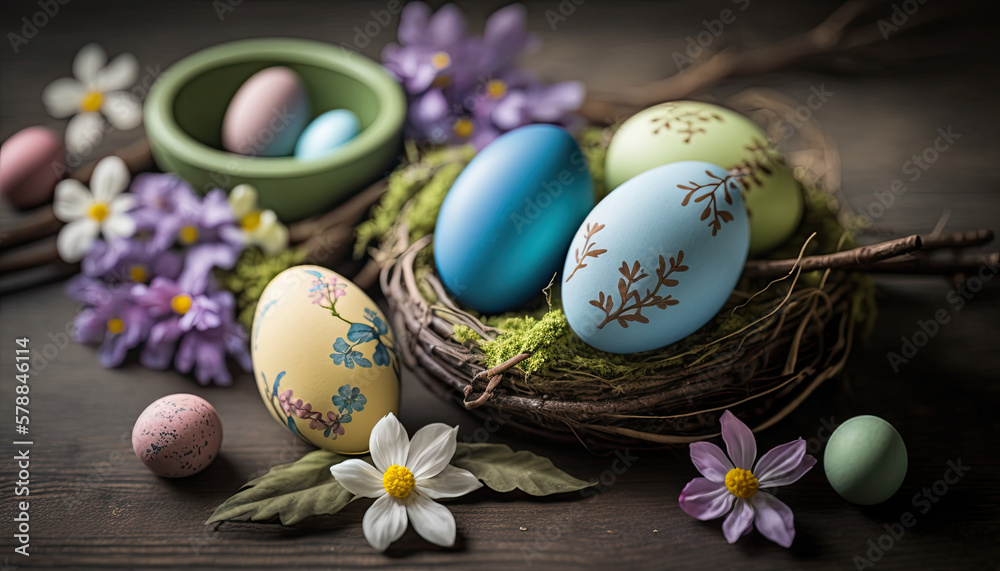 Colorful easter eggs on wood table Colorful easter eggs on wood table