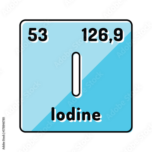 iodine chemical element color icon vector illustration