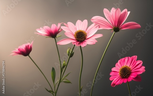 Flowers  soft and beautiful scene  with a blurred gradient backdrop. Generative AI.