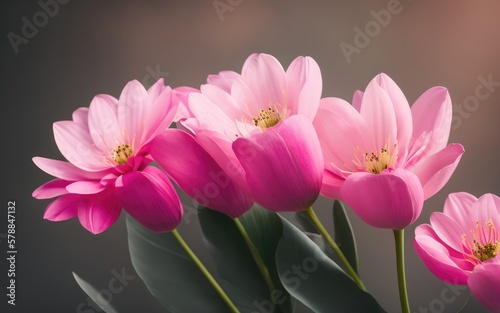 Flowers, soft and beautiful macro shot, with a blurred gradient backdrop. Generative AI. © G-IMAGES