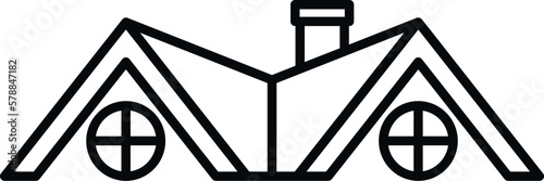 Roof building icon outline vector. House repair. Roofer metal