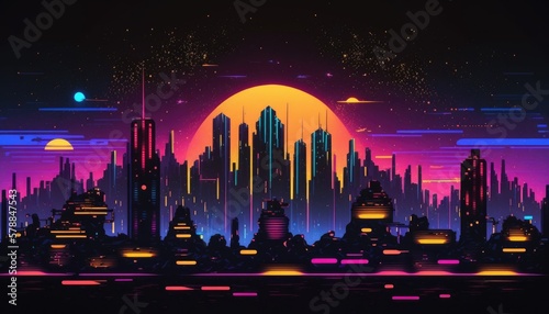 sci fi skyline  futuristic urban  abstract poster  generative ai