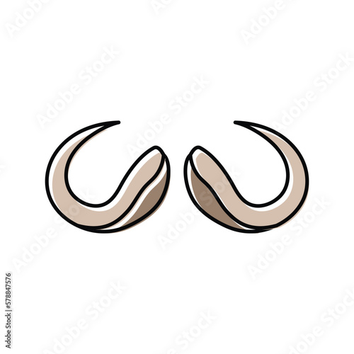 buffalo horn animal color icon vector illustration