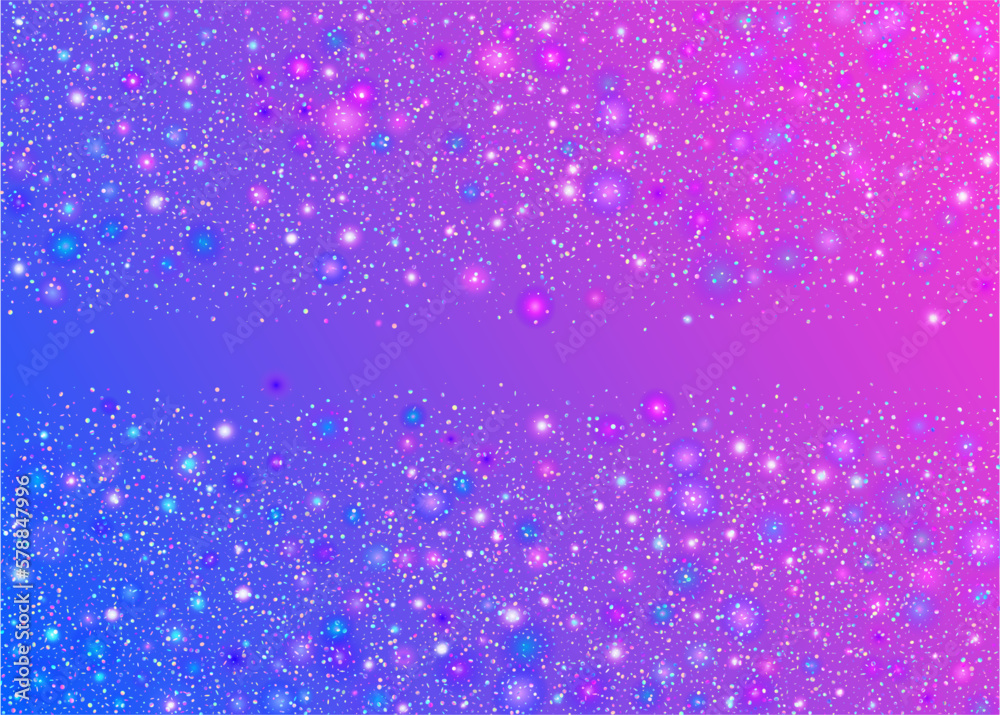 Transparent Glitter. Bokeh Texture. Festive Foil. Violet Laser Tinsel. Crystal Art. Retro Vaporwave Backdrop. Metal Banner. Falling Effect. Blue Transparent Glitter