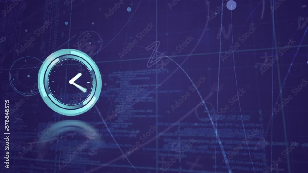 Animation of clock over data processing on grid Animation of clock over data processing on grid
