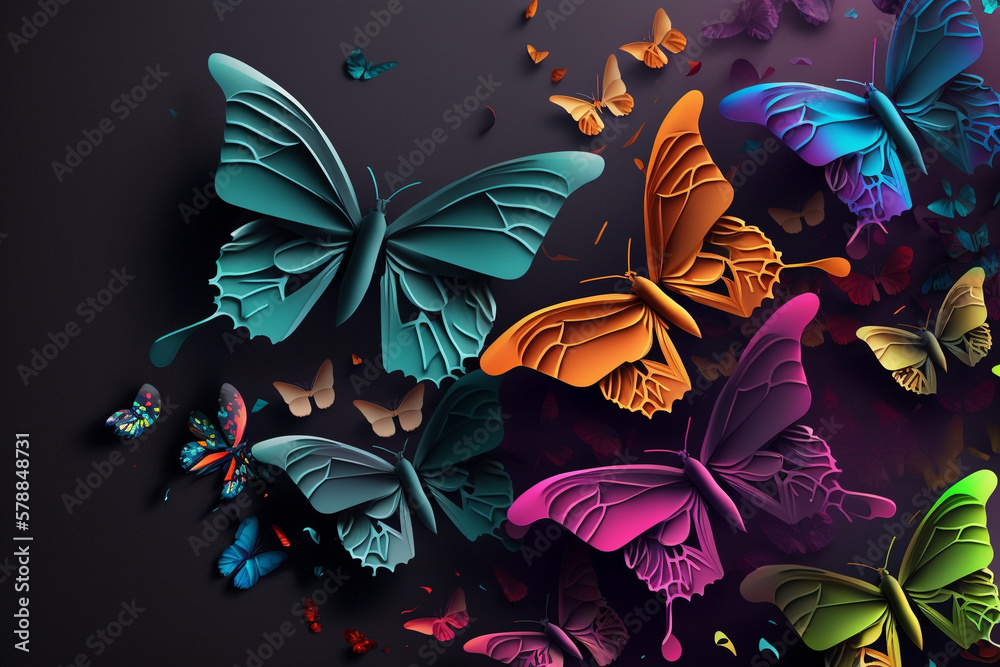 Beautiful colored butterfly wallpaper background design texture pattern.  Decorative design decoration. Ai generated Stock Illustration | Adobe Stock