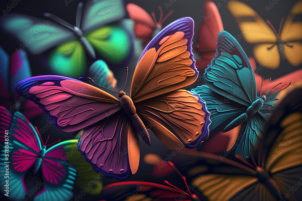 Beautiful colored butterfly wallpaper background design texture pattern.  Decorative design decoration. Ai generated Stock Illustration | Adobe Stock