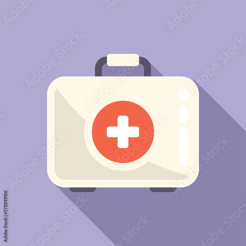 First aid kit icon flat vector. Medical disease. Doctor hospital