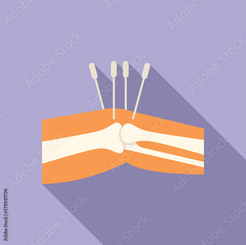 Knee needle icon flat vector. Joint pain. Medical injury