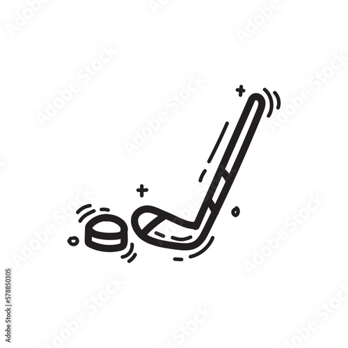 doodle hockey sport icon outline vector