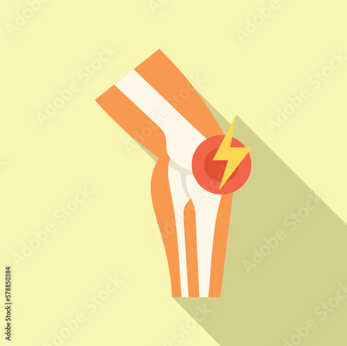 Pain knee icon flat vector. Medical disease. Food injury