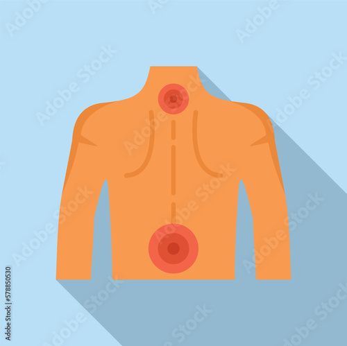 Spine pain icon flat vector. Joint disease. Treatment skeleton