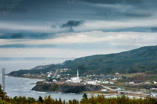  typical small village of Gaspe Peninsula, Quebec, Canada - focus on foreground