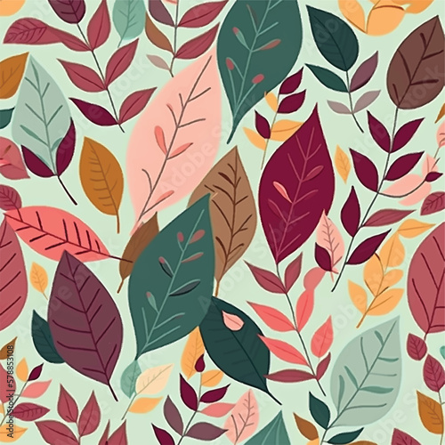 Colorful leafs over flat background  minimal design