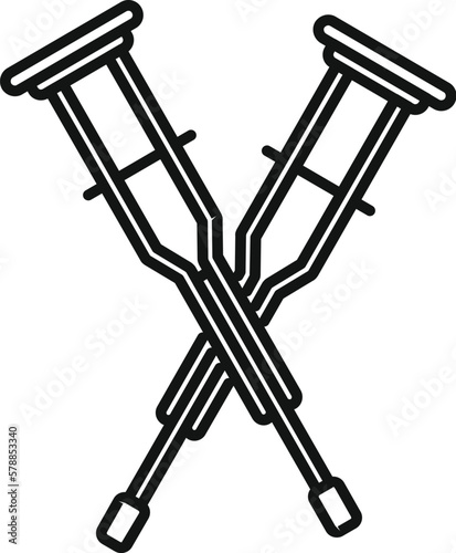 Crutches icon outline vector. Medical disease. Knee joint