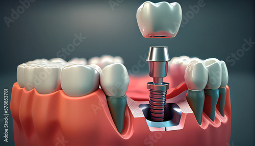 Dental implantat 3D. Generative AI photo