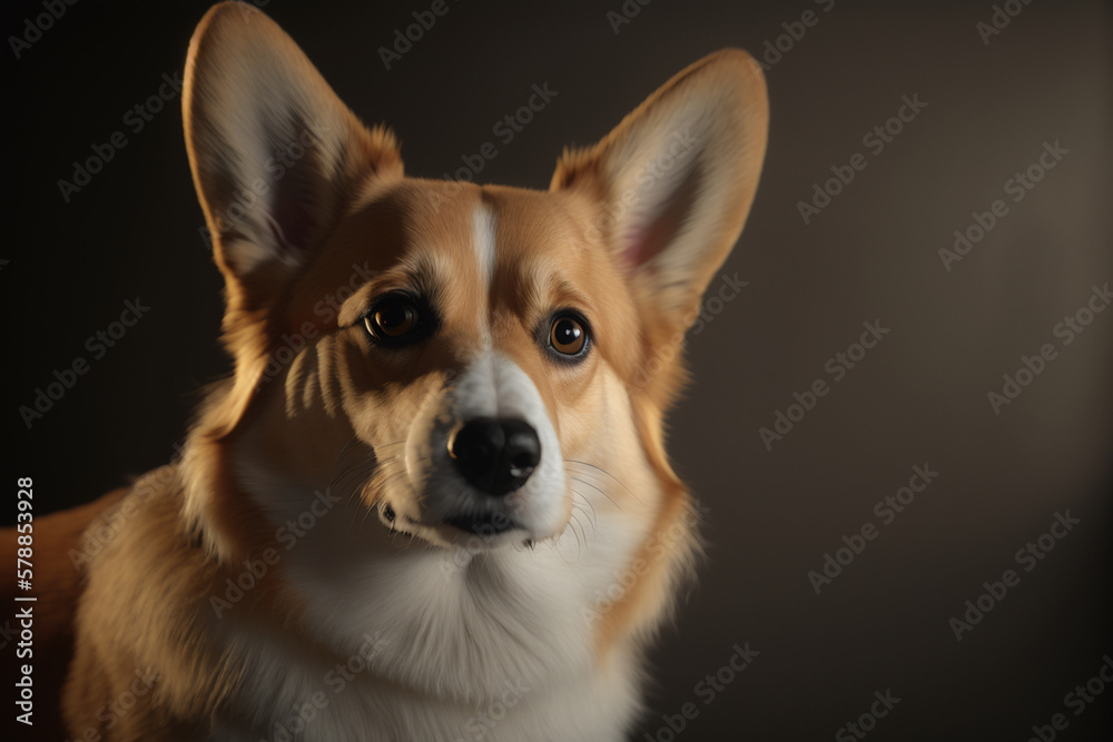 welsh corgi dog muzzle close up, ai welsh corgi dog muzzle close up, ai