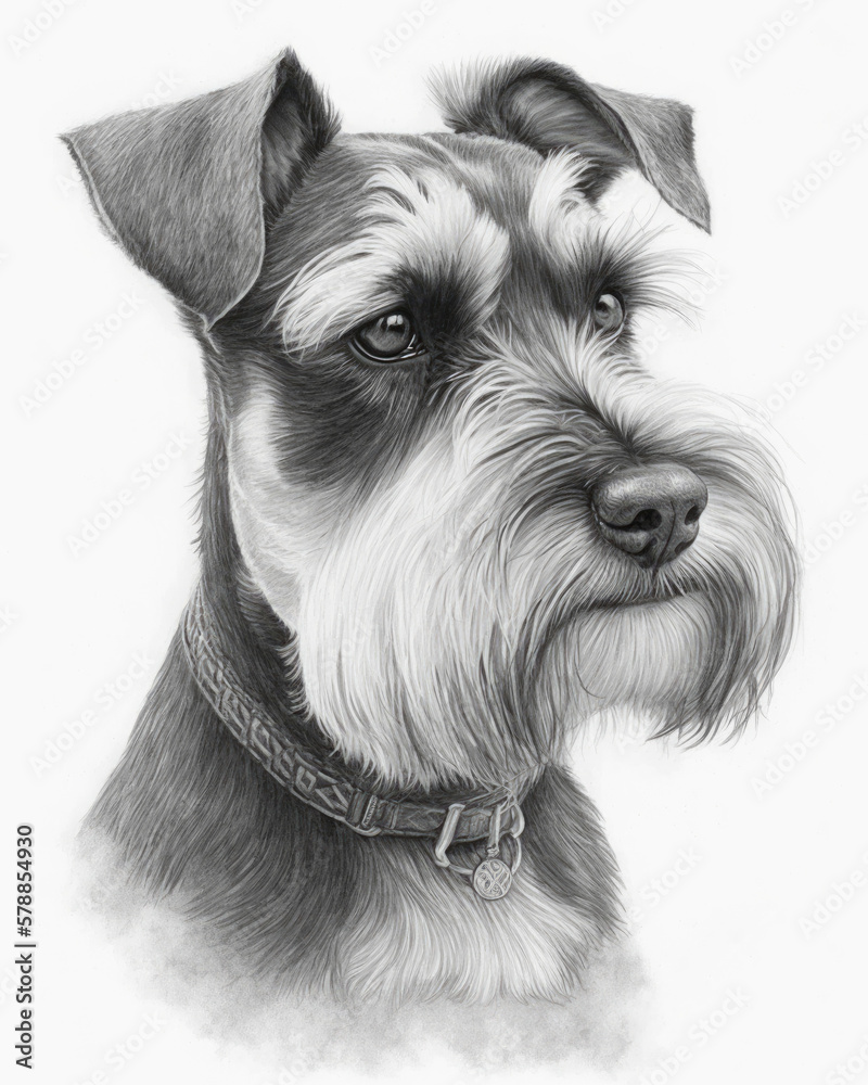 Pencil Sketch of a Miniature Schnauzer Dog
AI-Generated