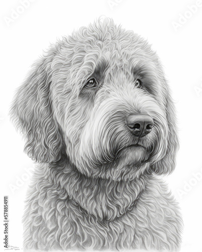 Pencil Sketch of a Labradoodle Dog AI-Generated