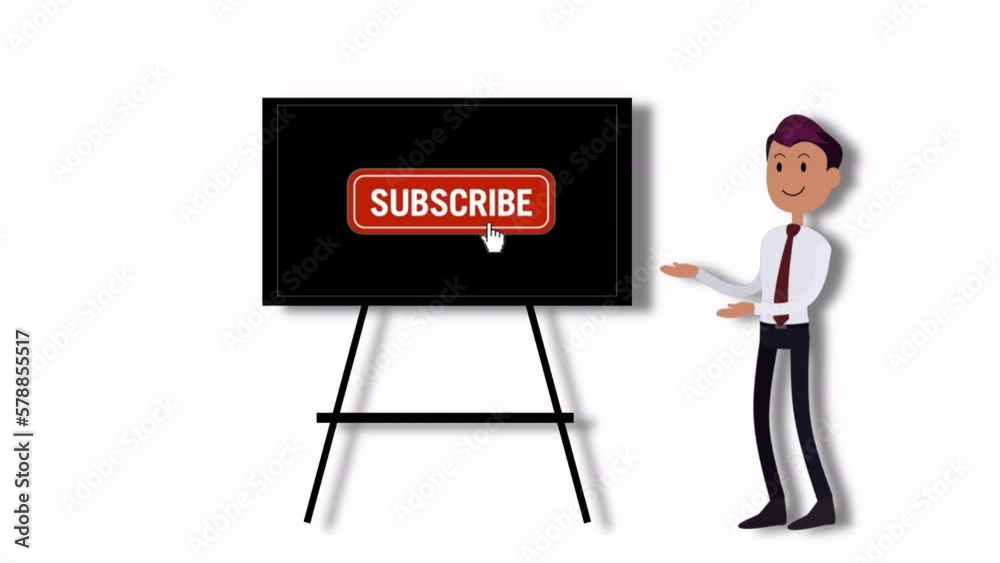 Cartoon character presenting subscribe icon Cartoon character presenting subscribe icon