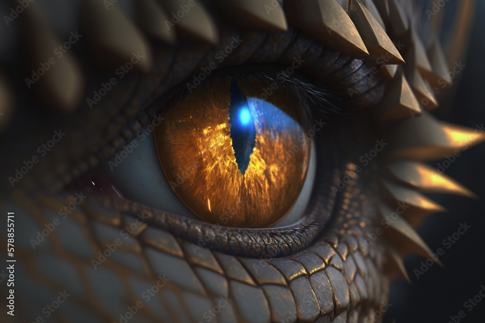 Naklejka premium Dragon eye closeup, ai