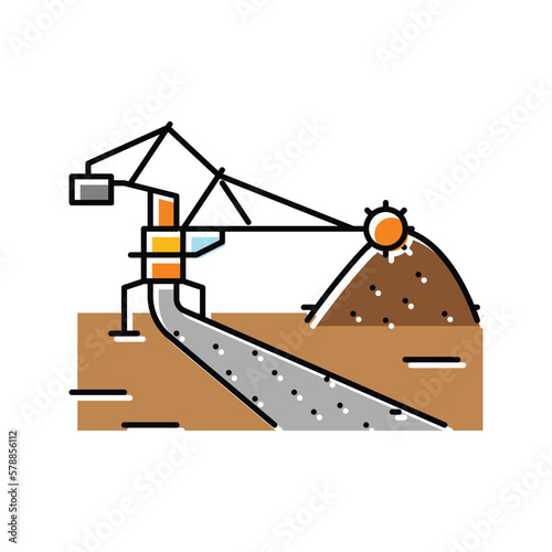 stacker reclaimer steel production color icon vector illustration