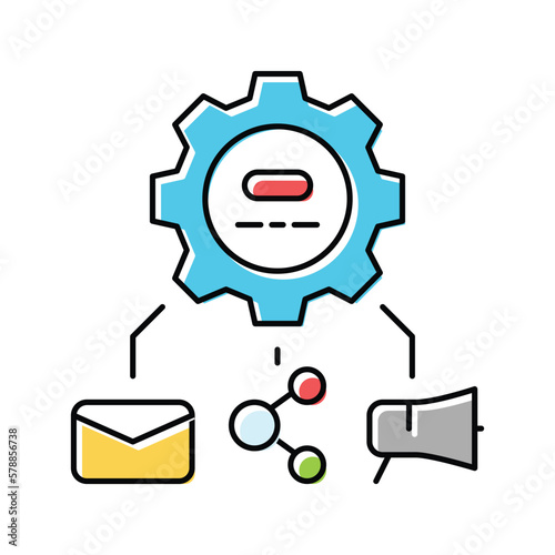 campaign production deployment marketing color icon vector illustration