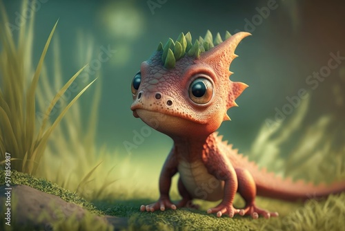 Cute adorable baby dragon, selective focus. AI generated, human enhanced © top images