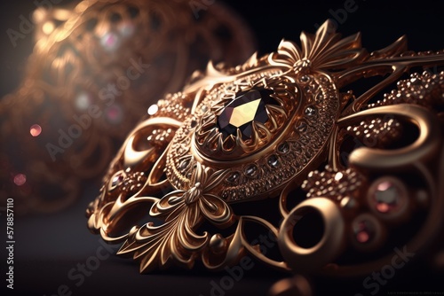Golden jewelry, selective focus. The concept of wealth and investment in luxury. AI generated