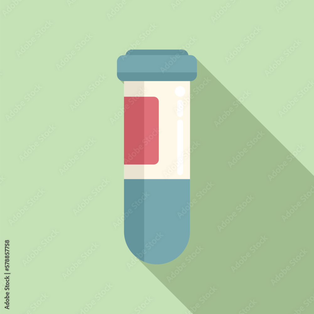 Check test tube icon flat vector. Corona lab. Virus swab Check test tube icon flat vector. Corona lab. Virus swab