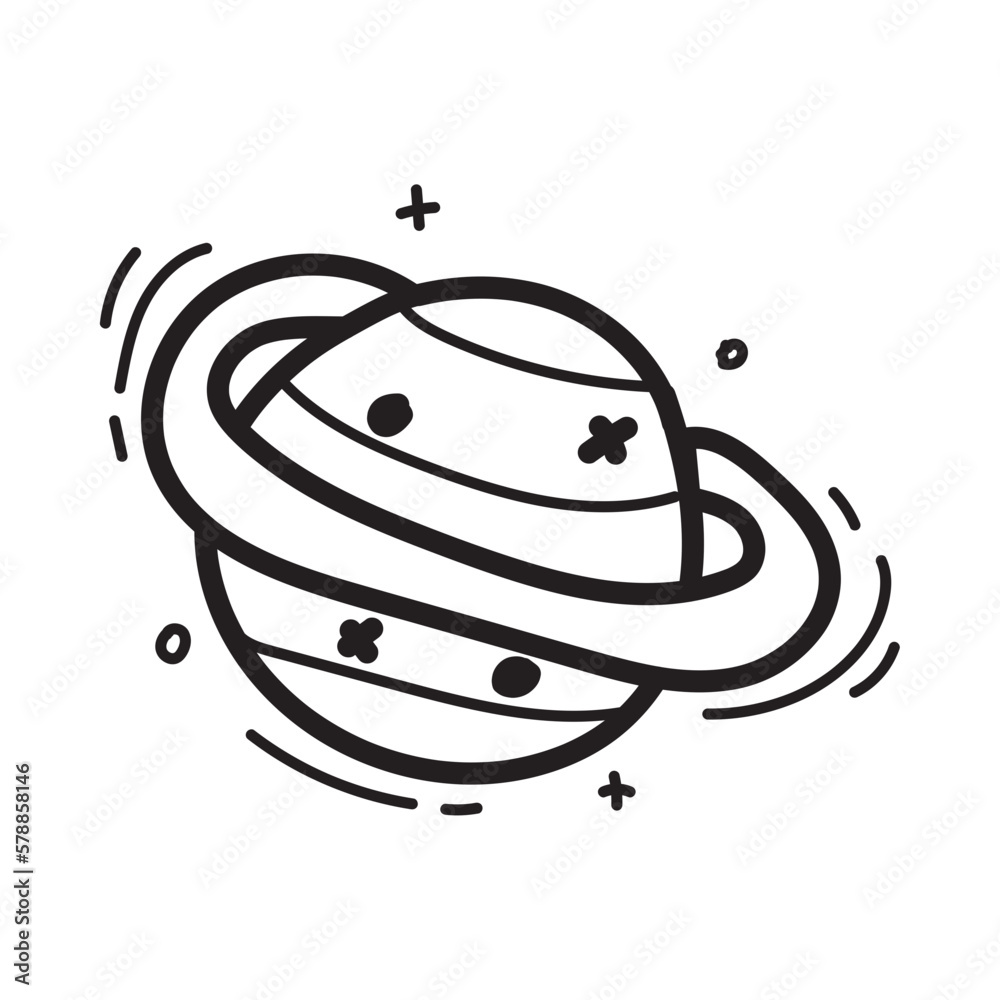 doodle planet saturn icon outline vector doodle planet saturn icon outline vector