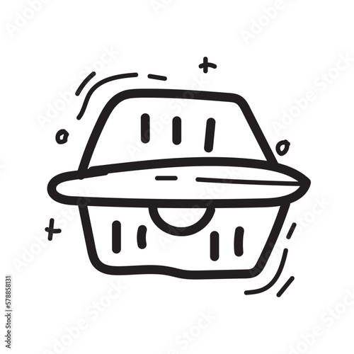 doodle ckosed styrofoam box icon outline vector