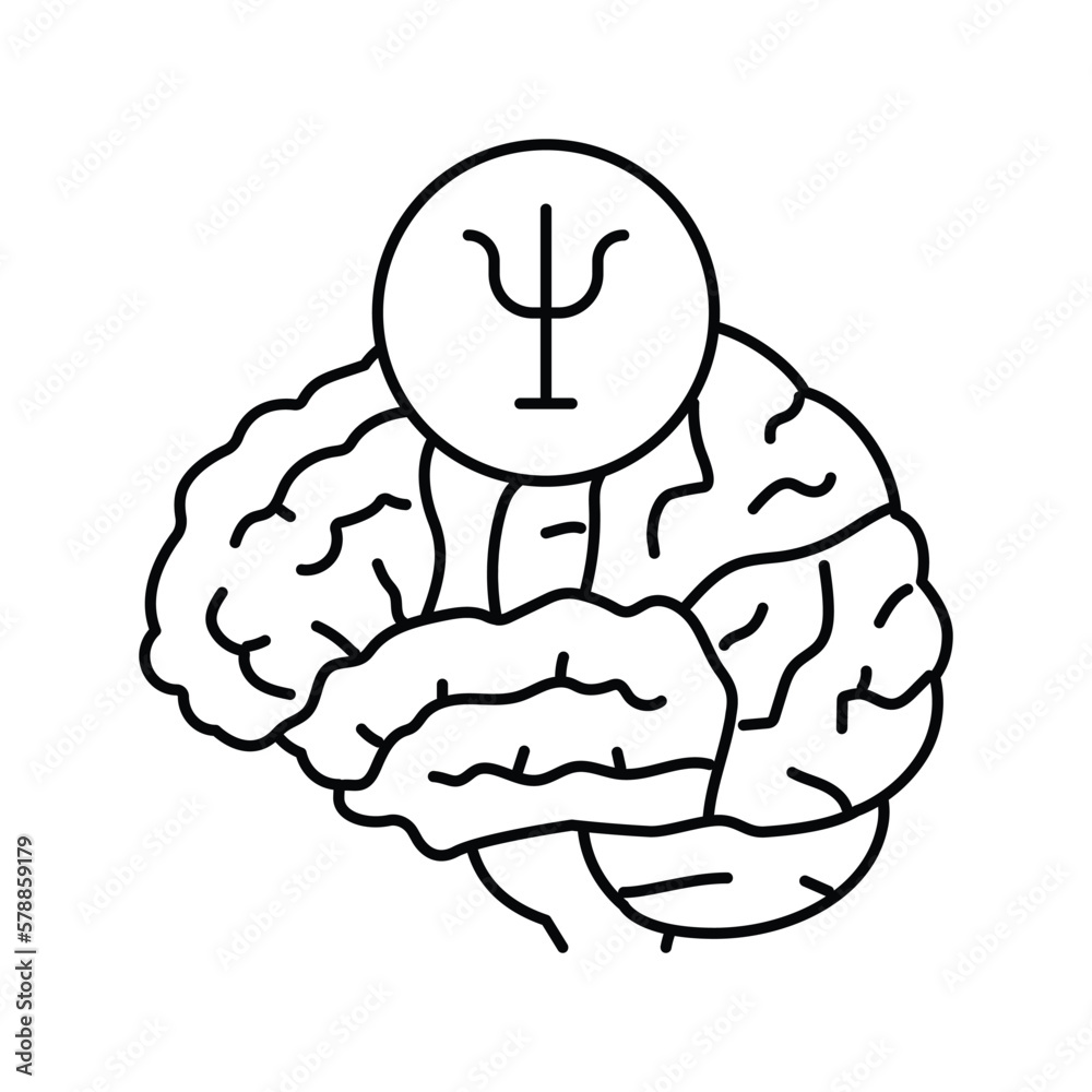 psychology brain line icon vector illustration