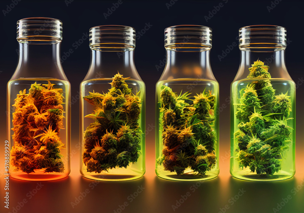 jars of cannabis are filled with a plant Generative ai jars of cannabis are filled with a plant Generative ai