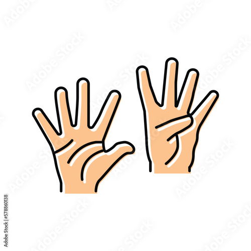 nine number hand gesture color icon vector illustration