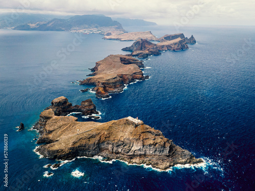 Panoramic view of Madeira cliffs, Ponta de sao Lourence peninsula. photo