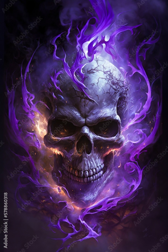 Download A Skull With Flames On A Black Background Wallpaper  Wallpapers com